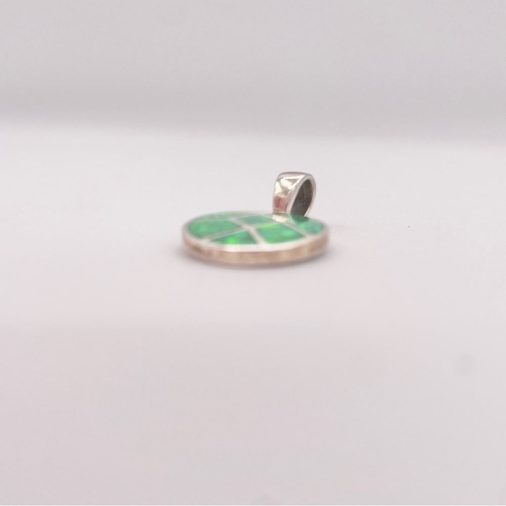 SILVER Sparkle Green Opal Mexico Pendant - Picture 4 of 7